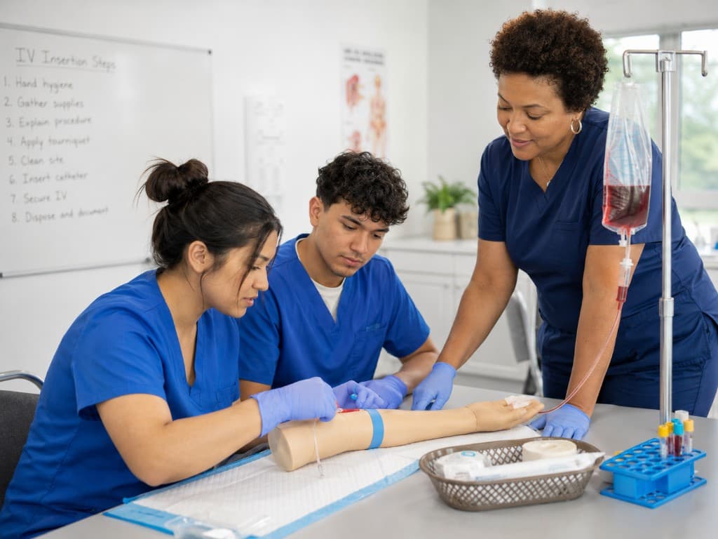 Jireh Healthcare Institute clinical instruction session with students practicing supervised healthcare skills.